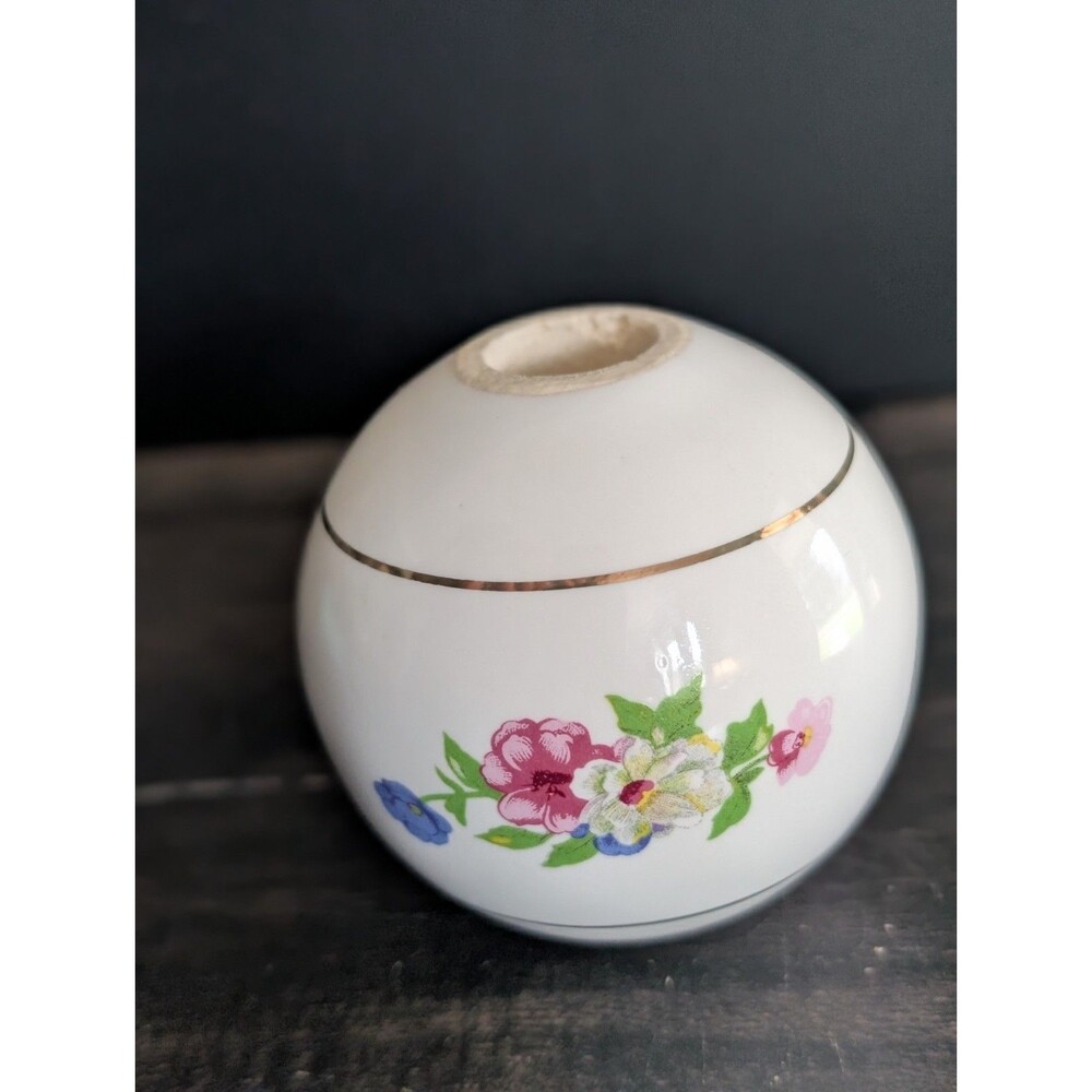 VTG Toilet Handle Pull Ceramic Pottery China White Victorian Orb Floral Decor #2